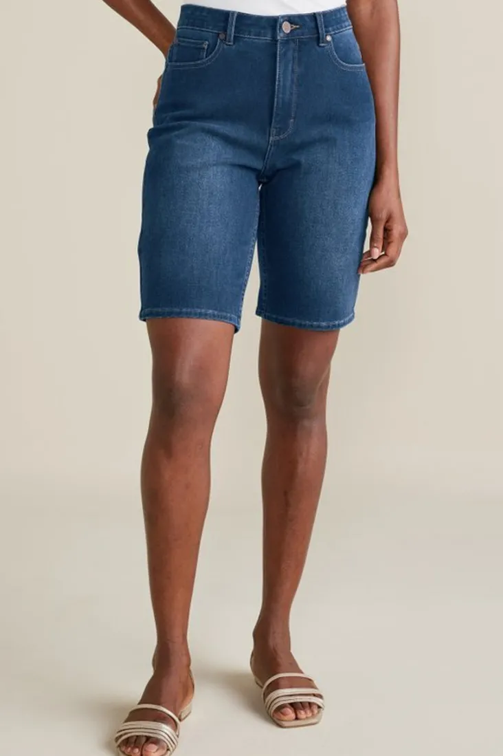 Best Soft Surroundings Ultimate Denim Slim Leg Shorts TidalBlueWash