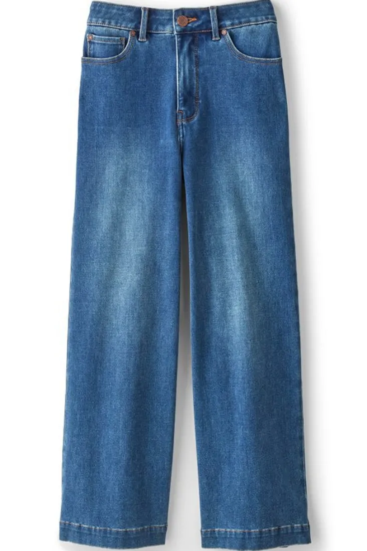 New Soft Surroundings Ultimate Denim Wide Leg Crop Jeans MirrorLakeWash