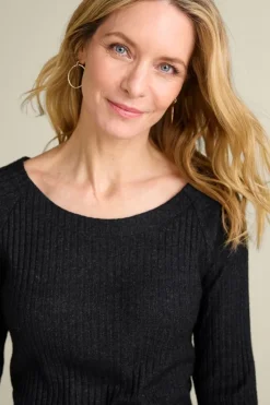 New Soft Surroundings Veda Rib Top WashedBlack