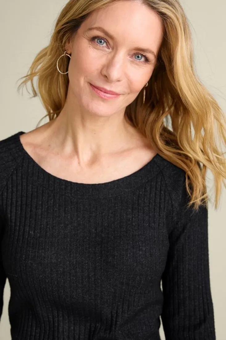 New Soft Surroundings Veda Rib Top WashedBlack