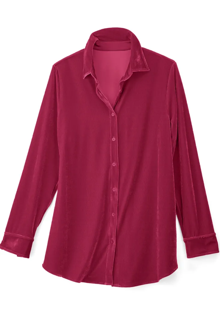 Hot Soft Surroundings Velvet Boyfriend Tunic Shirt