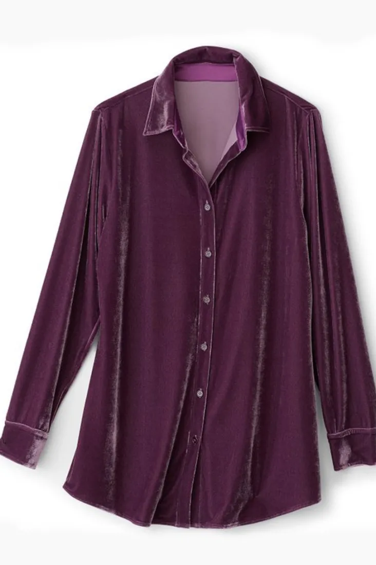 Hot Soft Surroundings Velvet Boyfriend Tunic Shirt