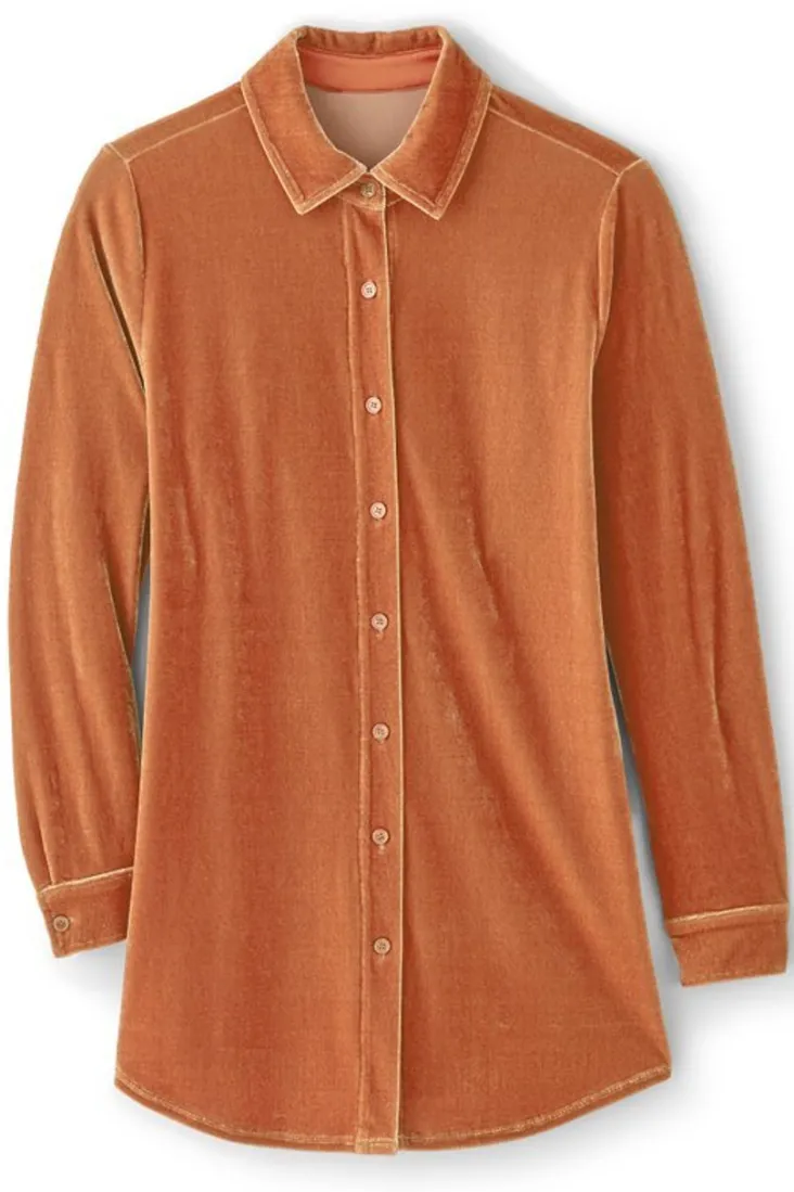 Hot Soft Surroundings Velvet Boyfriend Tunic Shirt