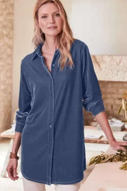 Hot Soft Surroundings Velvet Boyfriend Tunic Shirt