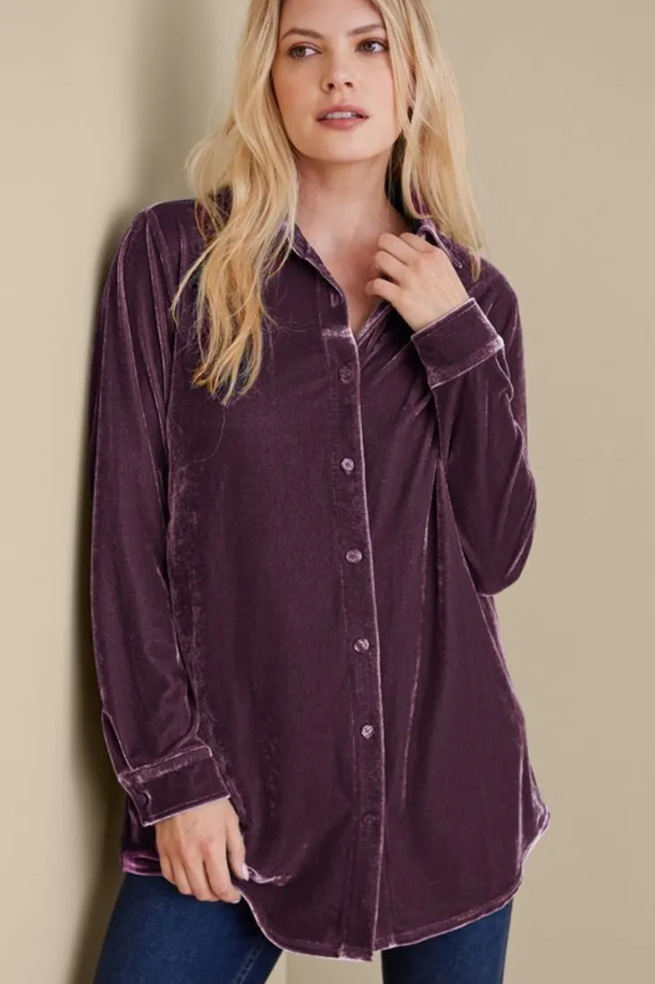 Hot Soft Surroundings Velvet Boyfriend Tunic Shirt