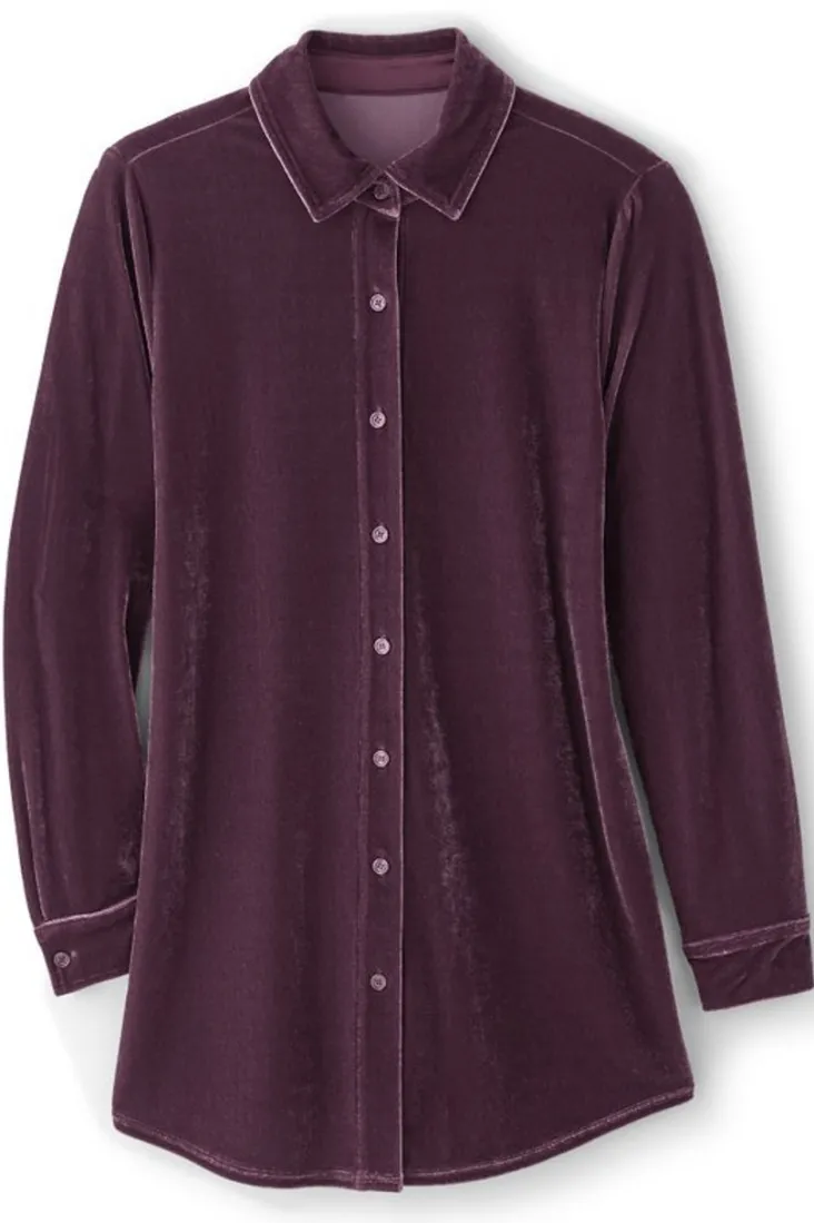 Hot Soft Surroundings Velvet Boyfriend Tunic Shirt