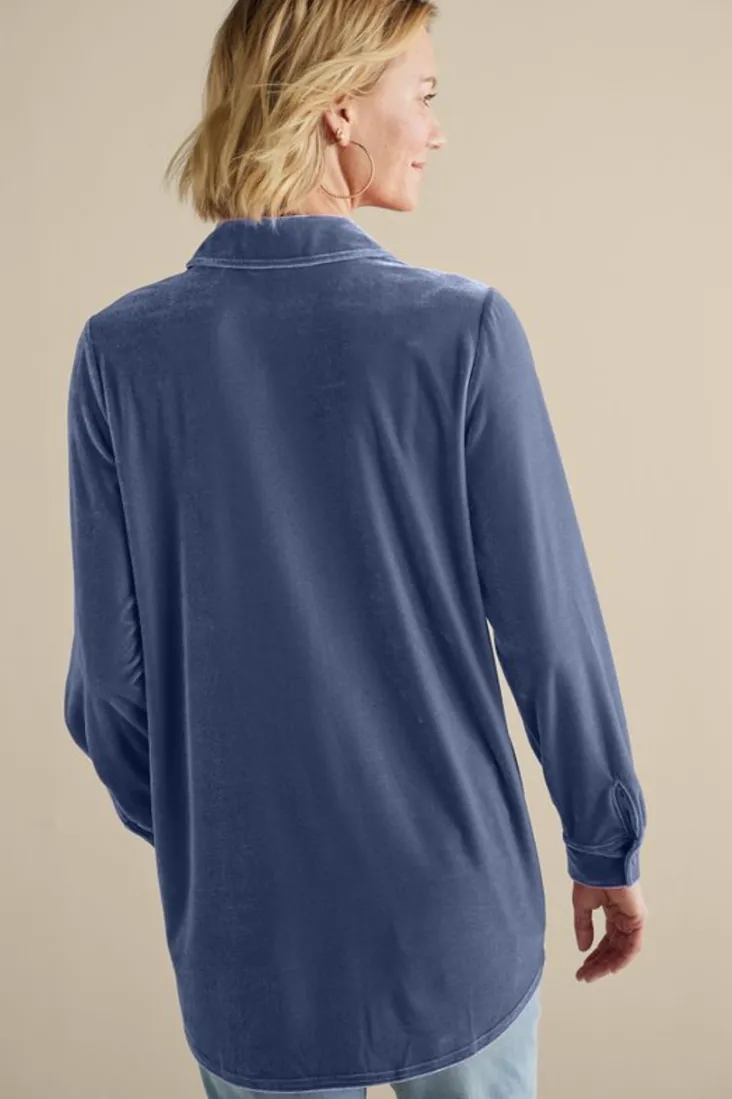 Hot Soft Surroundings Velvet Boyfriend Tunic Shirt