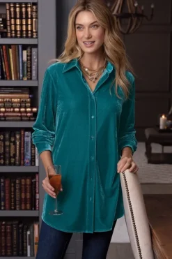 Hot Soft Surroundings Velvet Boyfriend Tunic Shirt