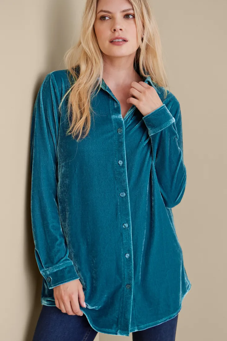 Hot Soft Surroundings Velvet Boyfriend Tunic Shirt