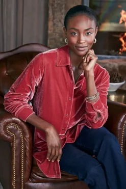 Hot Soft Surroundings Velvet Boyfriend Tunic Shirt