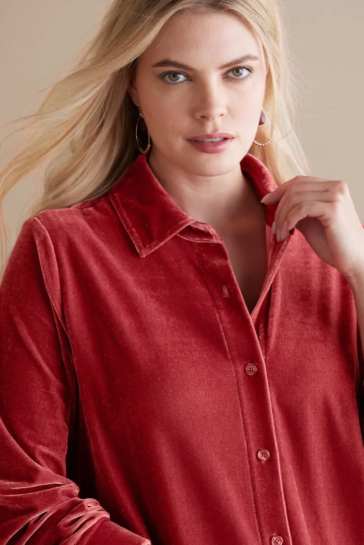 Hot Soft Surroundings Velvet Boyfriend Tunic Shirt