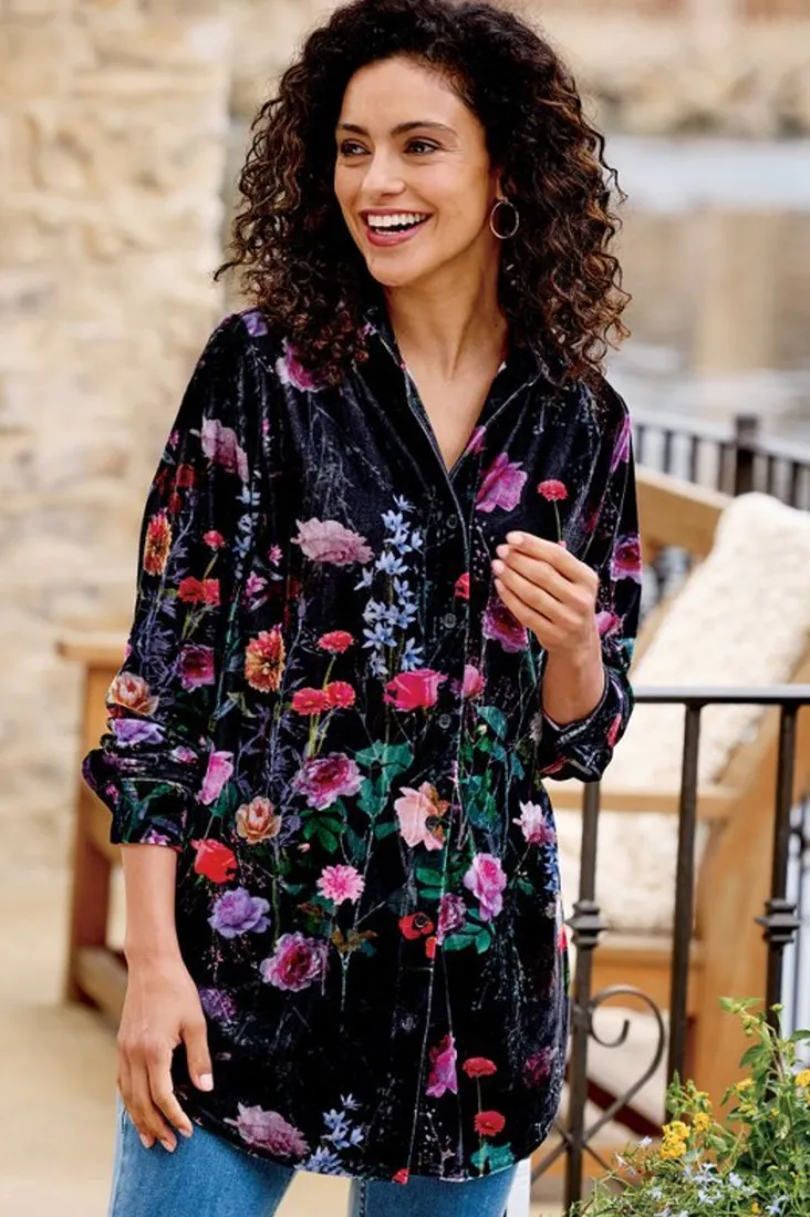 Hot Soft Surroundings Velvet Boyfriend Tunic Shirt