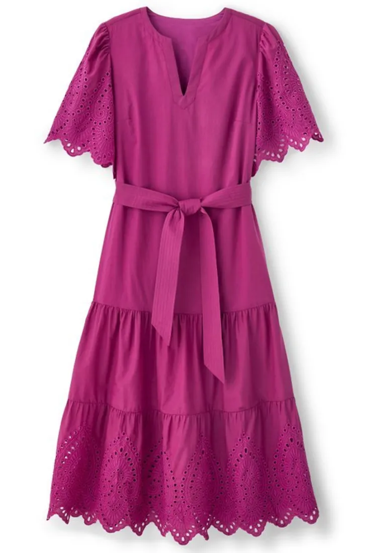 Discount Soft Surroundings Verena Eyelet Midi Dress DeepOrchid