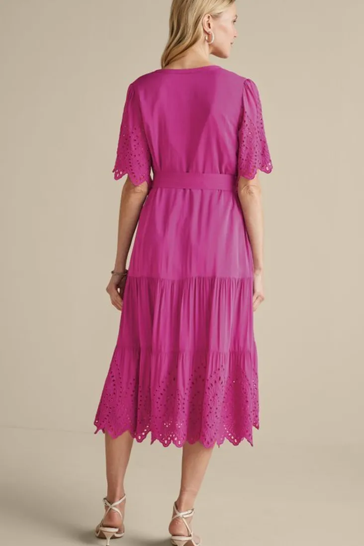 Discount Soft Surroundings Verena Eyelet Midi Dress DeepOrchid