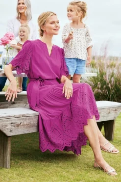 Discount Soft Surroundings Verena Eyelet Midi Dress DeepOrchid