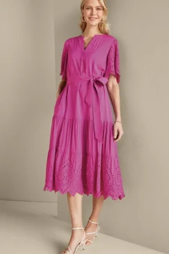 Discount Soft Surroundings Verena Eyelet Midi Dress DeepOrchid
