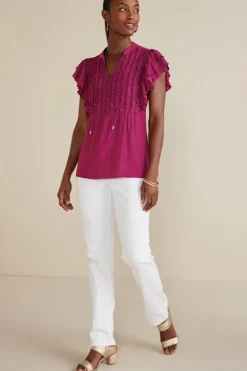 Discount Soft Surroundings Victoria Ruffle Tunic Sangria