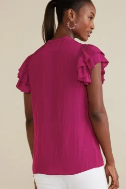 Discount Soft Surroundings Victoria Ruffle Tunic Sangria