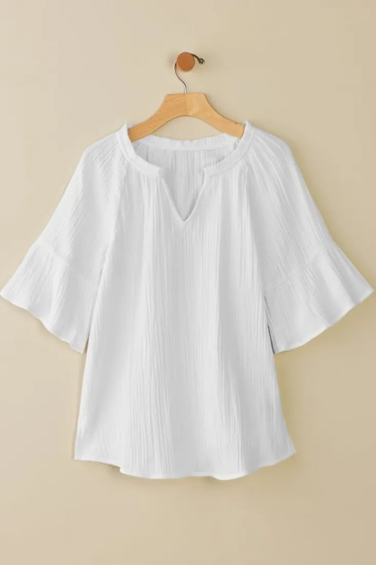 New Soft Surroundings Vinka Gauze Pullover SunkistCoral