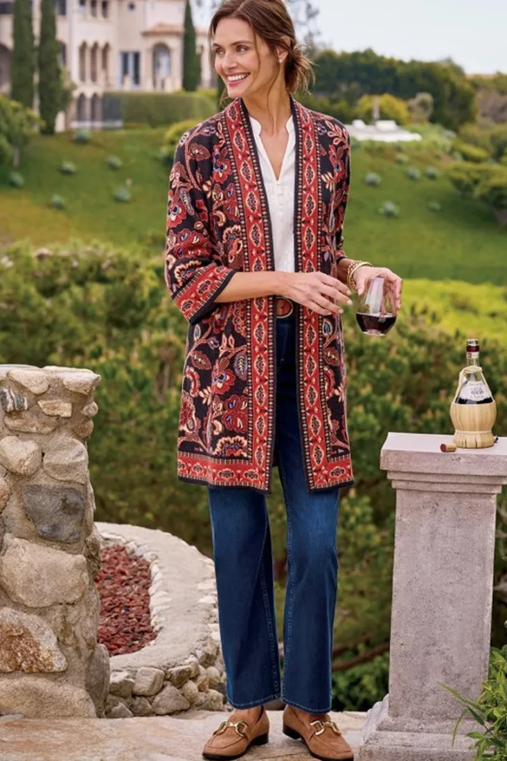 Outlet Soft Surroundings Vitrine Jacquard Cardigan FallGarden