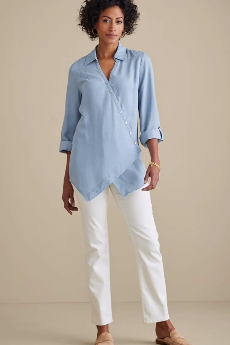 Sale Soft Surroundings Washed Tencel™ Tunic LightWashDenim