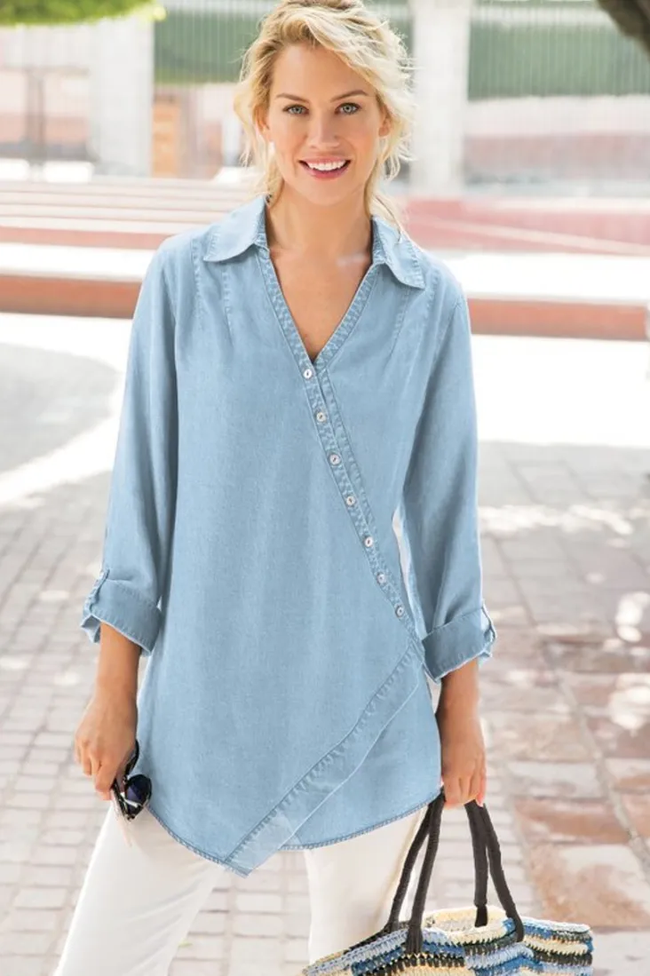 Sale Soft Surroundings Washed Tencel™ Tunic LightWashDenim
