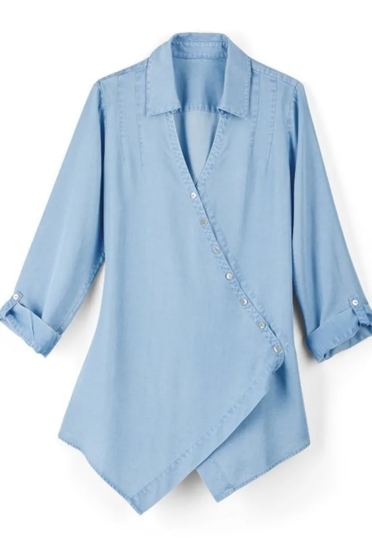 Sale Soft Surroundings Washed Tencel™ Tunic LightWashDenim