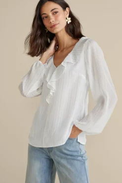 Best Soft Surroundings Xenia Ruffle Top PurpleFloral