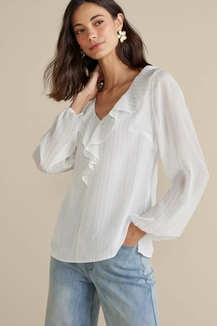 Best Soft Surroundings Xenia Ruffle Top PurpleFloral