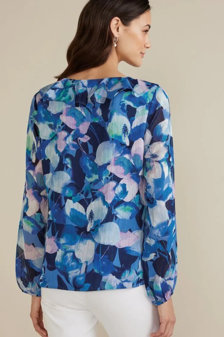 Best Soft Surroundings Xenia Ruffle Top PurpleFloral