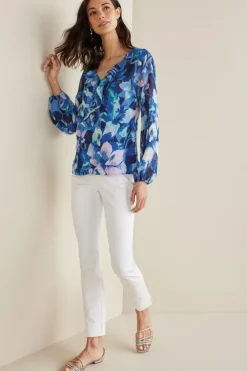 Best Soft Surroundings Xenia Ruffle Top PurpleFloral
