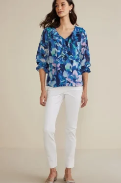 Best Soft Surroundings Xenia Ruffle Top PurpleFloral
