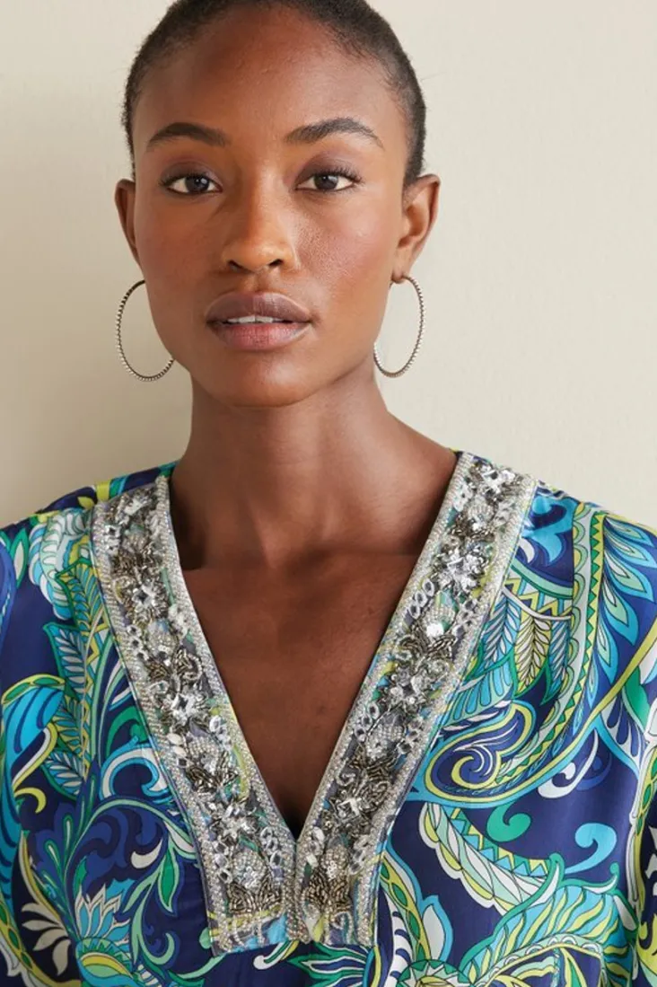 Discount Soft Surroundings Zorica Caftan CoastalPaisleyBlue